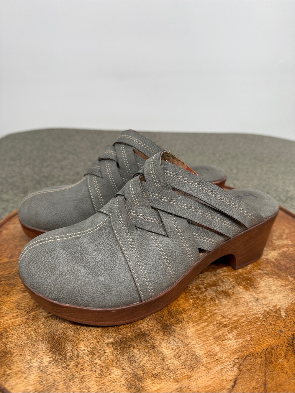b.o.c. Shoes Wm 8 *size estimate Gray Woven Slip-On Clog Mules Boho Casual Cute